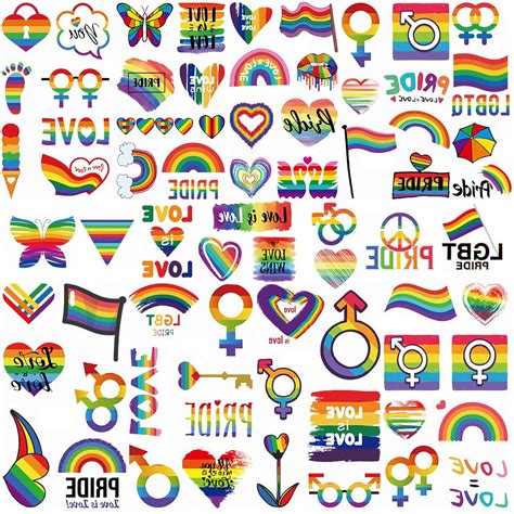 Amazon Pcs Rainbow Tattoo Stickers Pride Temporary Tattoos Gay