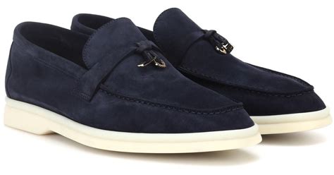 Loro Piana Summer Charms Walk Suede Loafers In Blue Lyst