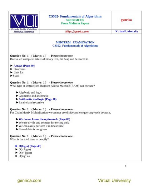 PDF CS502 Fundamentals Of Algorithms Solved MCQS DOKUMEN TIPS