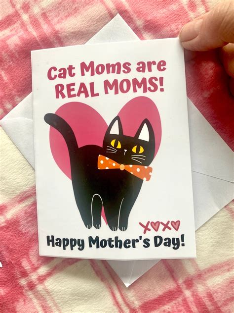 Cat Moms Are Real Moms Card Mother S Day Card Cat Mother S Day Card