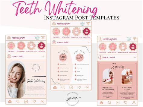 Teeth Whitening Instagram Post Templates Editable Teeth Etsy