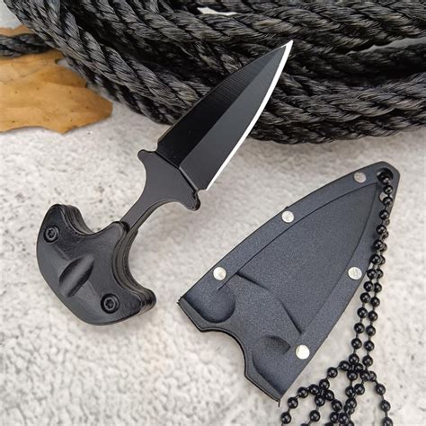 mini push dagger necklack knife  blade aluminum handle small pocket