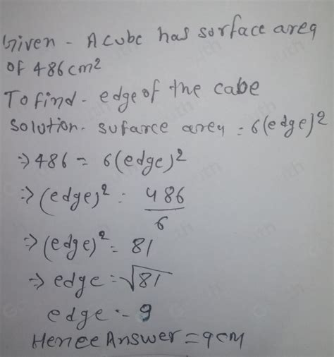 Solved The Surface Area Of A Cube Is Cm What Is The Length Of