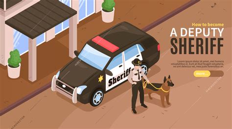 Isometric Sheriff Banner Outdoor Horizontal Composition Vector Illustration 52454 | Macrovector