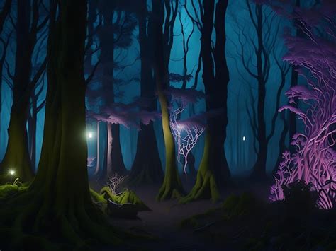 Premium Ai Image Enchanted Dark Forest Ai Generation