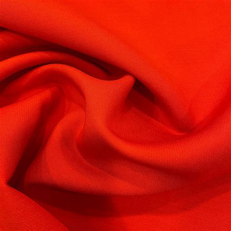 Orange Double Sided Wool And Silk Crepe Fabric Tissus En Ligne