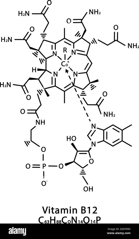 Vitamine B12 structure moléculaire de la cyanocobalamine Vitamine B12