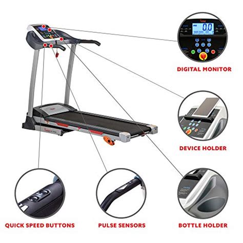 Sunny Health And Fitness Folding Treadmill With Device Holder Shock