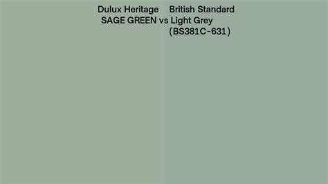 Dulux Heritage Sage Green Vs British Standard Light Grey Bs381c 631 Side By Side Comparison