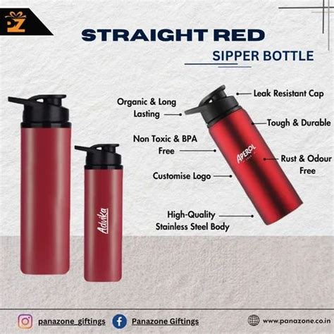 Stainless Steel Straight Red Sipper Bottle Capacity Ml At Rs