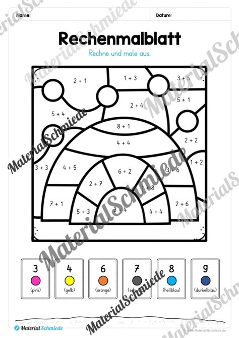 Rechenmalbl Tter Winter Zahlenraum