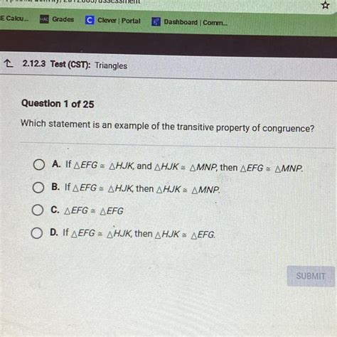 Which Statement Is An Example Of The Transitive Property Of Congruence