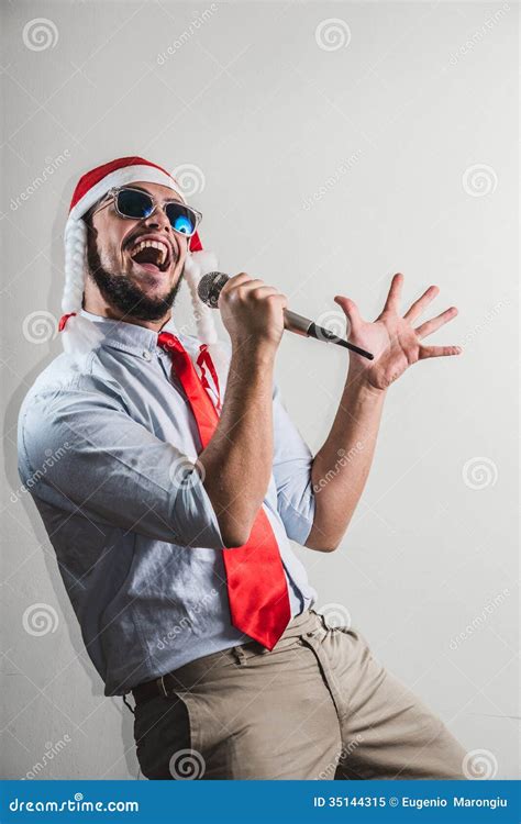 Funny Christmas Business Man Singing Stock Image - Image of dancing ...