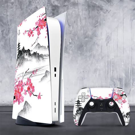 Ps5 Skin Sakura Beige Playstation 5 Controller Skin Blossom Vinyl 3m Stickers Full Wrap Cover