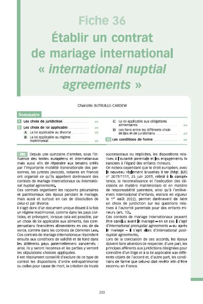 Fiche Établir un contrat de mariage international international