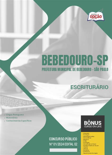 Apostila Prefeitura De Bebedouro Sp Em Pdf Escritur Rio