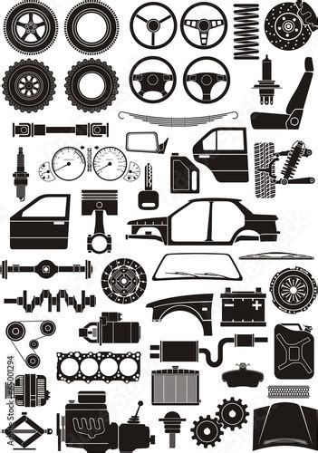 Car Parts Silhouette Set Stock Image And Royalty Free Vector Files On