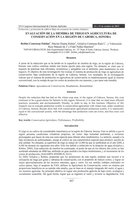 Pdf EvaluaciÓn De La Siembra De Trigo En Agricultura De ConservaciÓn