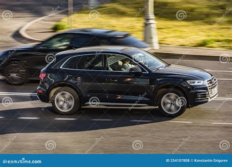 Audi Q5 In The Motion On The Highway SUV Car Drive On Asphalt City