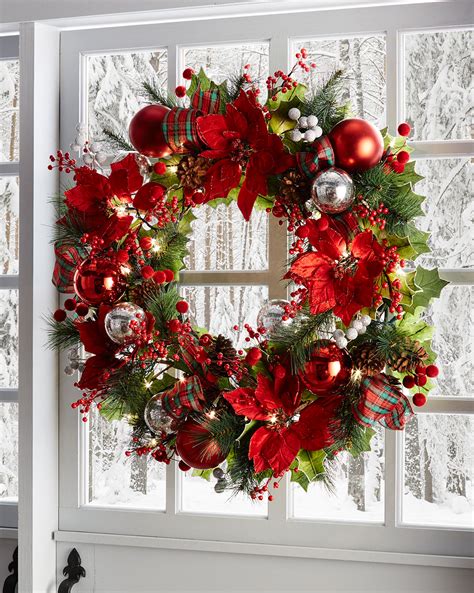 28 Classic Pre Lit Christmas Wreath Neiman Marcus