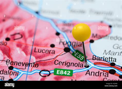 Cerignola pinned on a map of Italy Stock Photo - Alamy