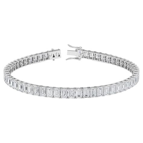 31 45CT Emerald Cut Natural Diamond Tennis Bracelet 6 9 Platinum For