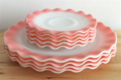 Hazel Atlas Pink Crinoline Dishes Vintage Rose Colored Etsy Pink