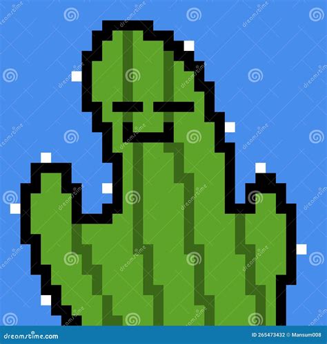 Pixel art of a cactus stock illustration. Illustration of concept - 265473432