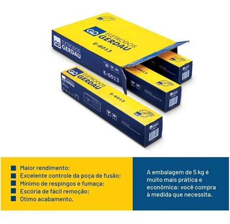 Eletrodo Gerdau Azul 2 50mm 6013 Cx 5kg Original Barato Frete grátis