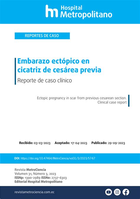 Pdf Embarazo Ect Pico En Cicatriz De Ces Rea Previa Reporte De Caso