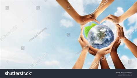 Conceptual Symbol Multiracial Human Hands Surrounding Stock Photo