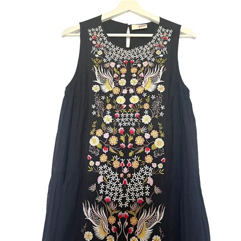 Anthropologie Jacaranda Tiered Maxi Dress Embroidered Gem