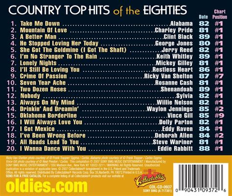 Country Top Hits Of The 80 S 20 Original Songs By The Original Artists Cd 2007 Collectables