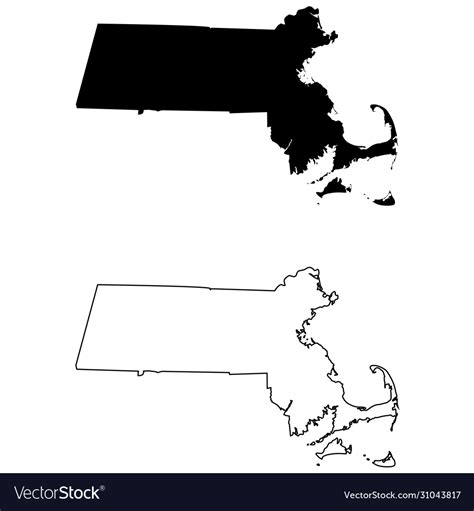 Massachusetts Ma State Map Usa Royalty Free Vector Image