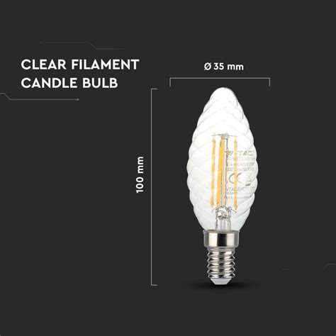 SKU 4367 Lampadina LED E14 4W Candela Tortiglione Filamento 2700K