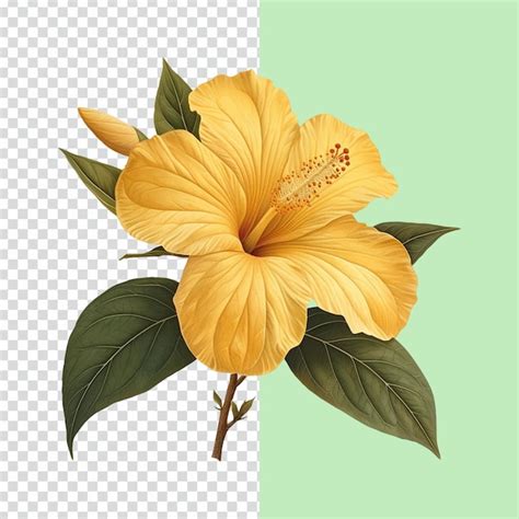 Premium Psd Psd Beautiful Yellow Hibiscus Flower On Isolated