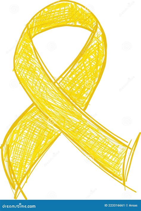 Yellow Ribbon Awareness Isolated On White Background Stock Vector