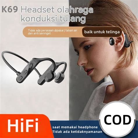 Jual COD Olahraga Headphone Bluetooth Konduksi Tulang K69 TWS Bone