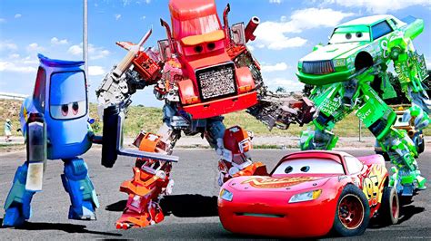 Lightning Mcqueen Transformers In Real Life On Road Cars Pixar Youtube