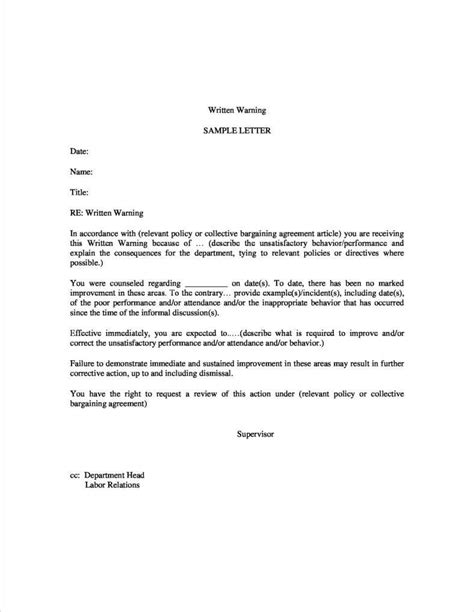 Written Warning Letter Template