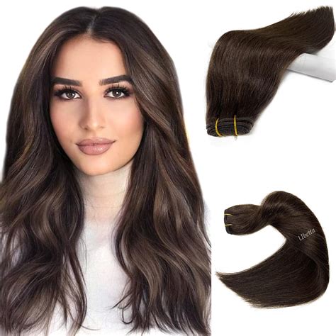 Amazon Sew In Weft Hair Extensions Human Hair Bundles Dark Brown