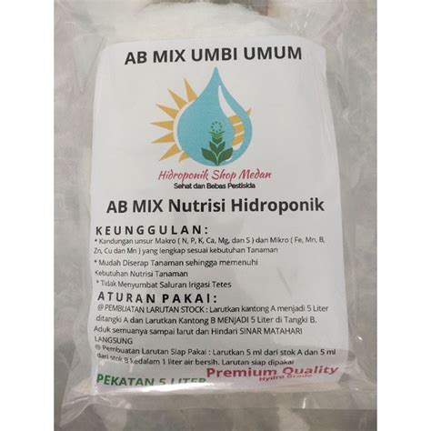 Jual Nutrisi AB Mix UMBI UMUM Hidroponik Shop Medan Pekatan 5 Liter