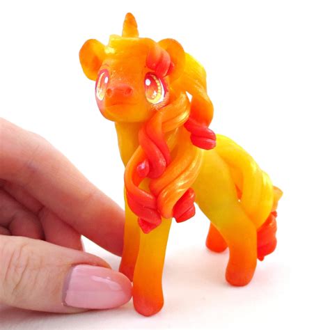 Fire Unicorn Figurine Polymer Clay Elementals Collection Narwhal