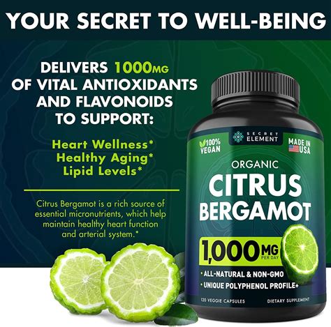 Organic Citrus Bergamot 1000mg Supplement Supports Heart Health