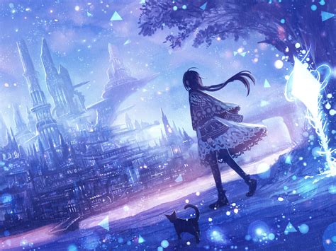 1024x768 Anime Original Evening Walk With Cat 4k Wallpaper,1024x768 ...