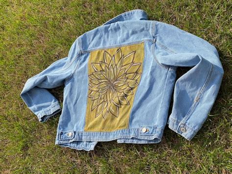 Hand Painted Sunflower Denim Jacket Etsy