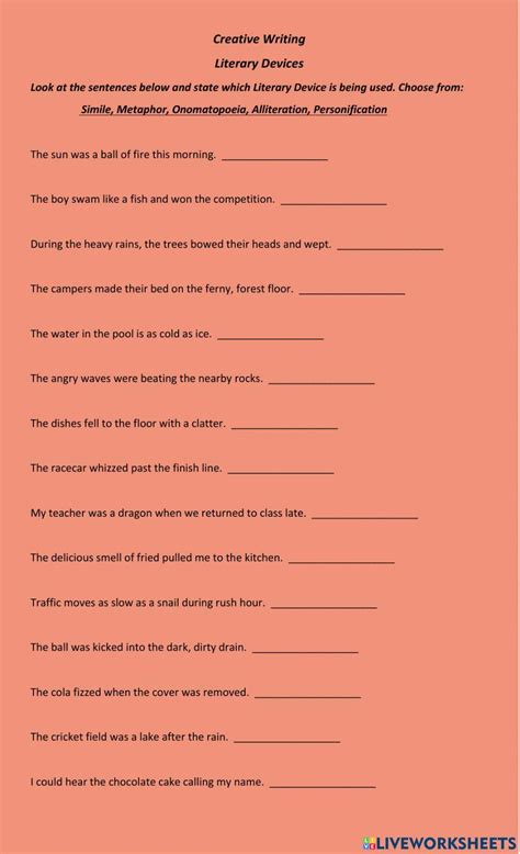 Literary Elements Poetic Devices 6th Grade Ela Worksheets And Worksheets Library