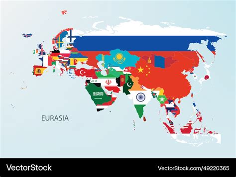 Eurasia map divided by countries Royalty Free Vector Image