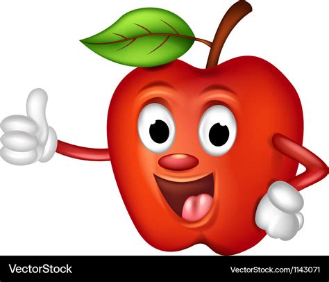 Funny red apple thumbs up Royalty Free Vector Image