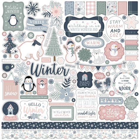 Echo Park Elements Cardstock Stickers 12x12 Winterland 691835236919